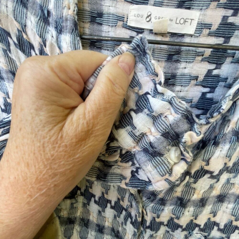 Lou & Grey LOFT houndstooth tie front cotton shirt - Picture 11 of 13